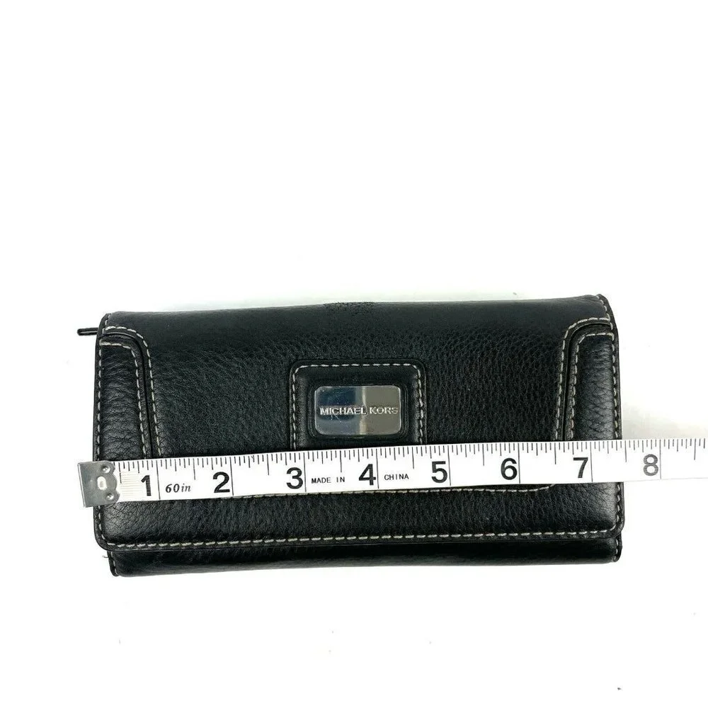 Michael Kors Brookville Carryall Wallet Black Leather Clutch‎ Organizer